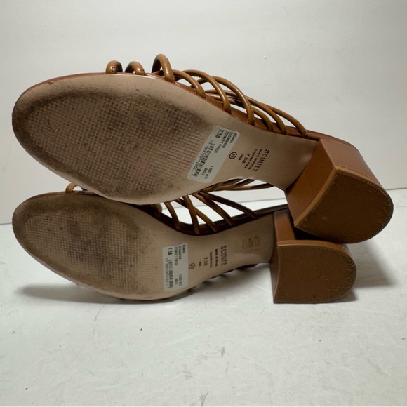 SCHUTZ Roanna Strappy Wood-Bead Brown Slide Block Heel Sandals Size 7.5 - Picture 11 of 14